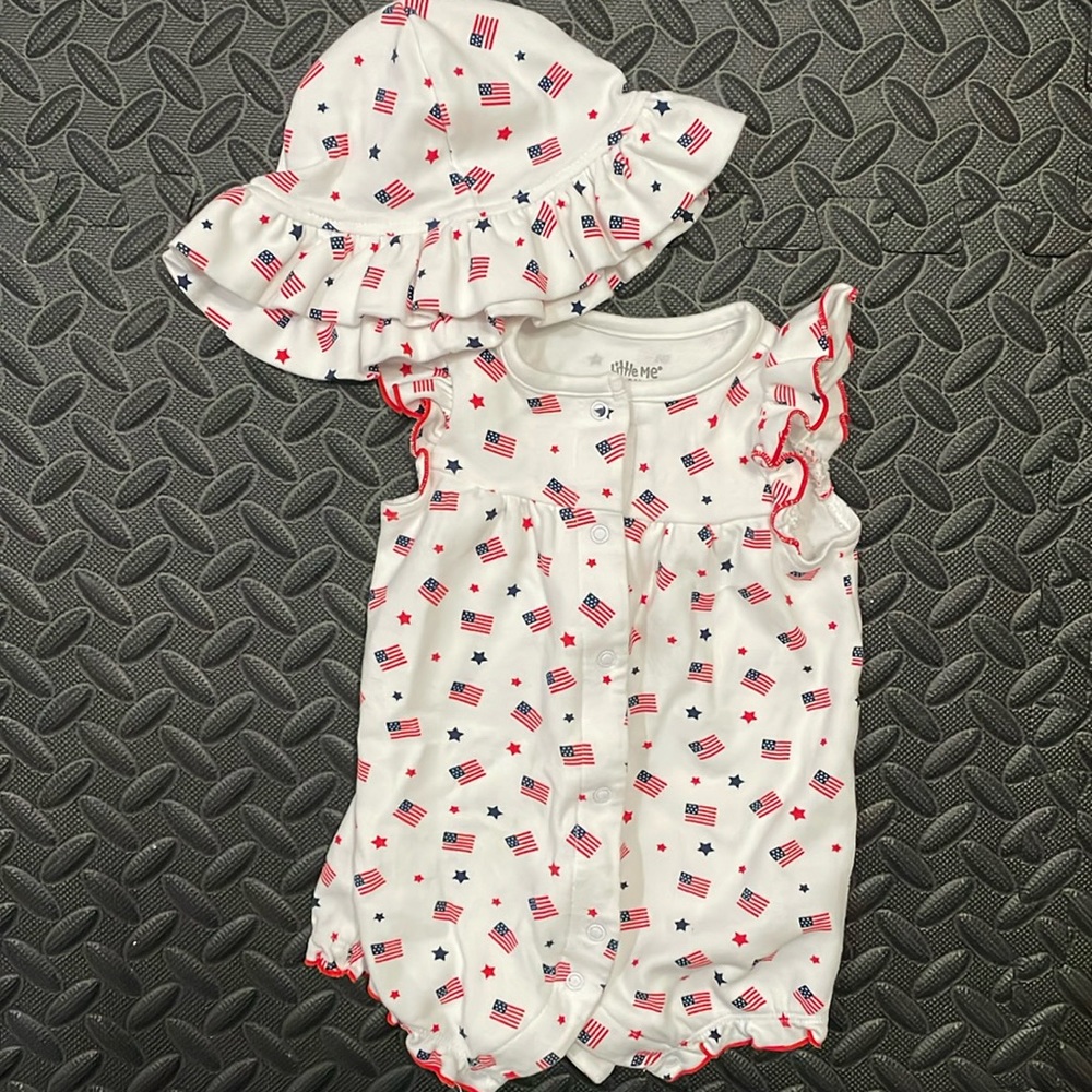 Little Me 4th of July Romper with Hat